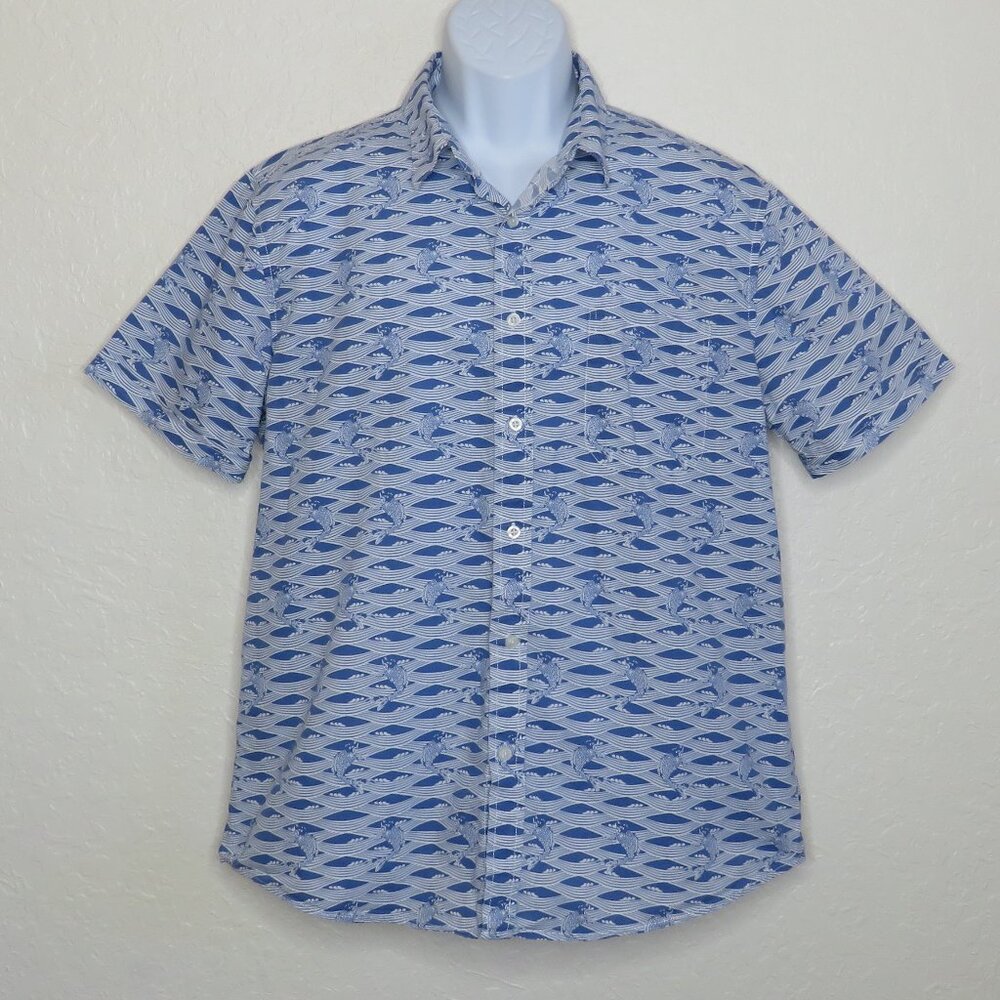 American Rag* Men's Short Sleeve Button Down Curved Hem Pocket Shirt~ Size Large